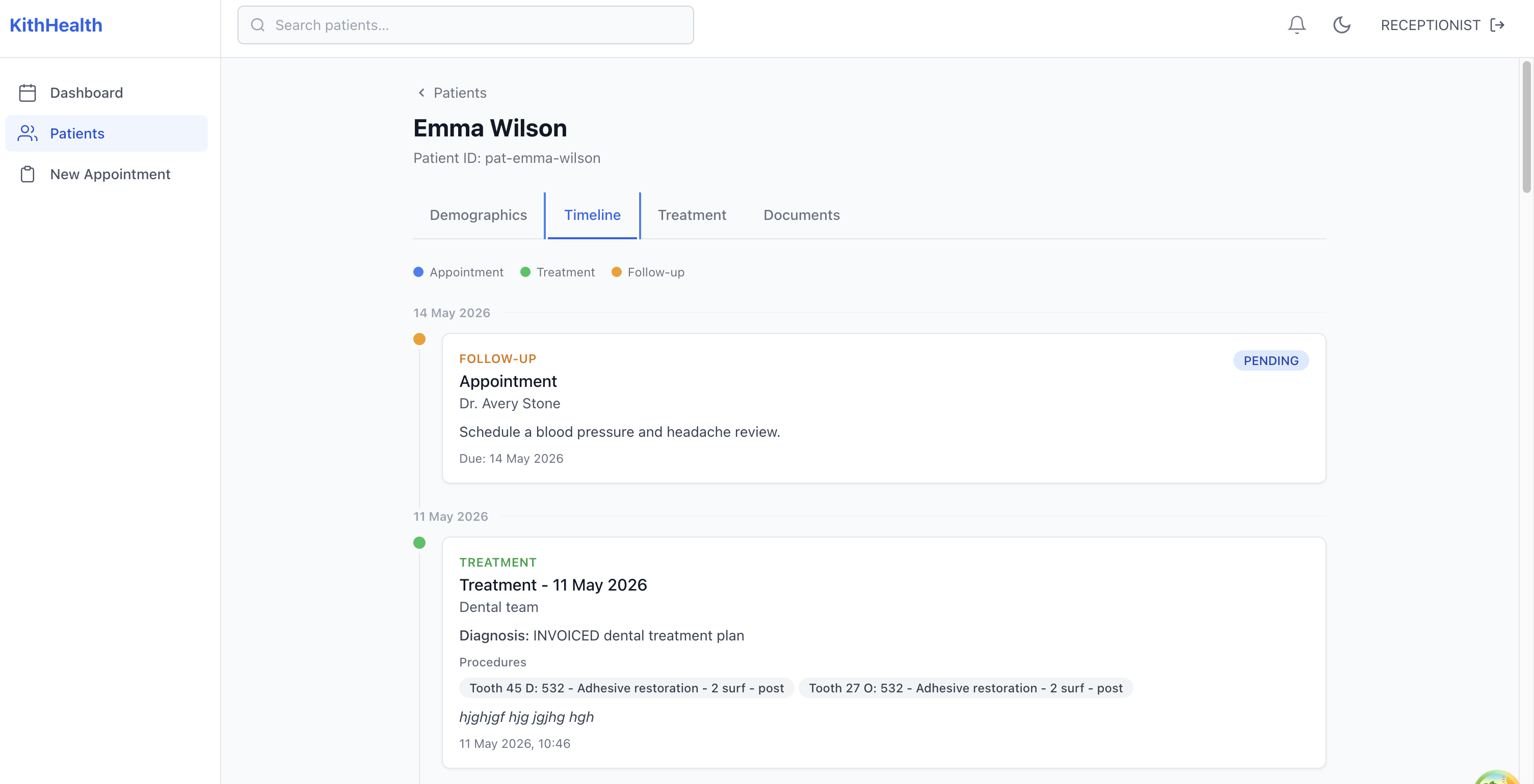 KithHealth appointment scheduling